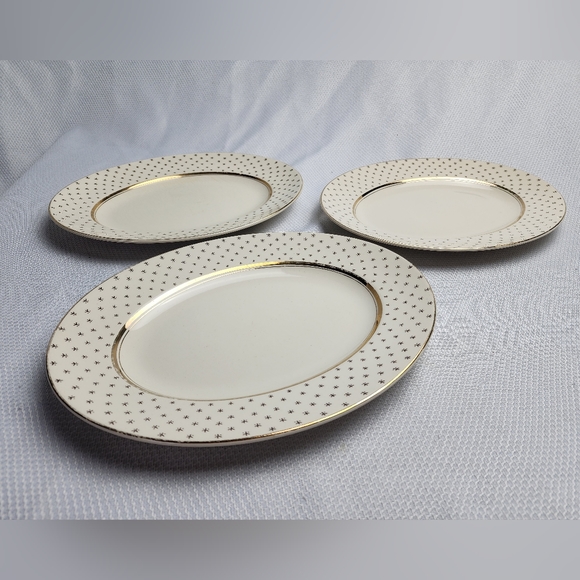 John Maddock & Sons set of 3 Platters Gold/Cream Ivory Ware England - Picture 2 of 13